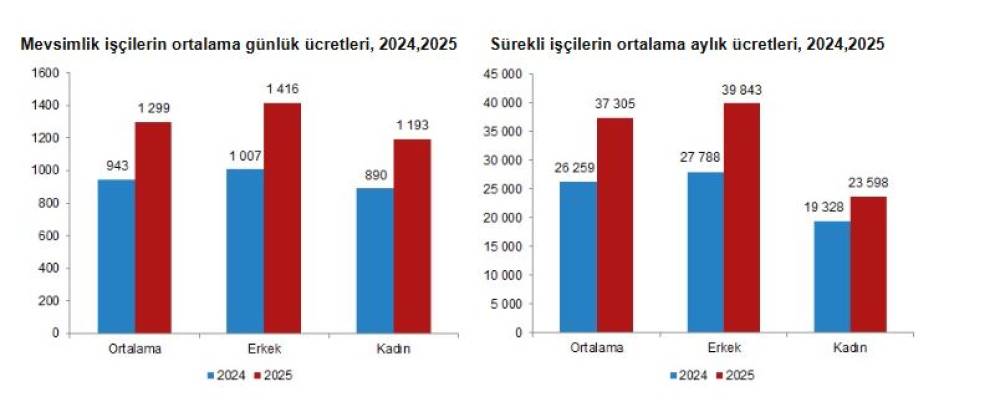 T&Uuml;İK: Mevsimlik tarım iş&ccedil;ilerinin ortalama g&uuml;nl&uuml;k &uuml;cretleri y&uuml;zde 37,8 arttı
