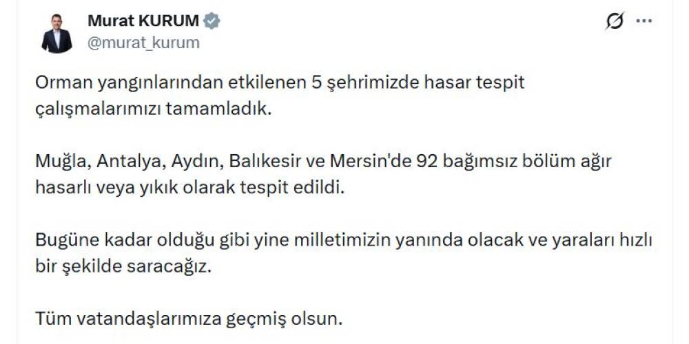 Orman yangınından etkilenen 5 ilde hasar tespit &ccedil;alışmaları tamamlandı