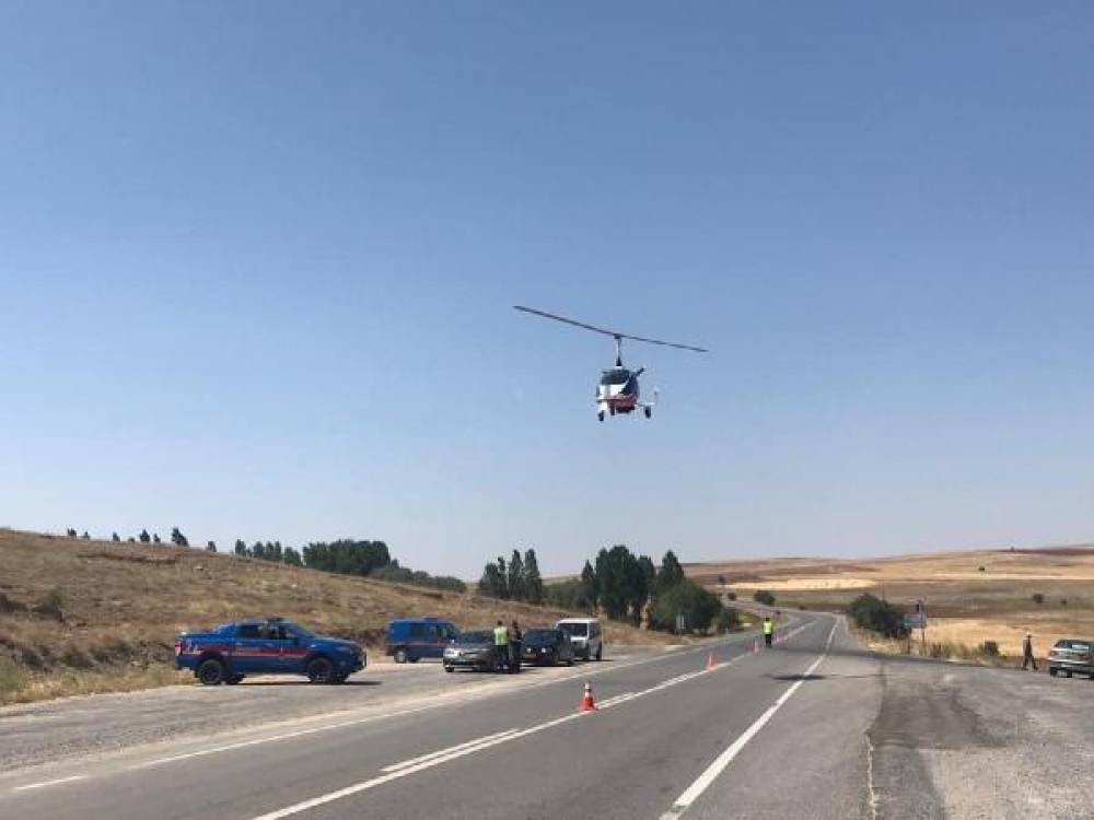 Nevşehir'de hava aracı 'cayrokopter' ile trafik denetimi 