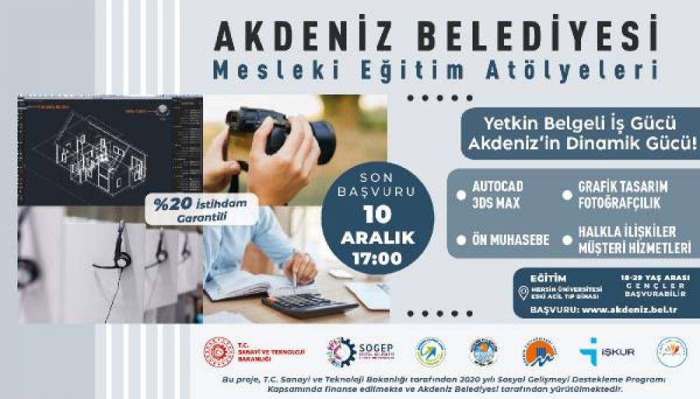 Akdeniz Belediyesi Mesleki Eğitim Atölyeleri’ne başvurular başladı