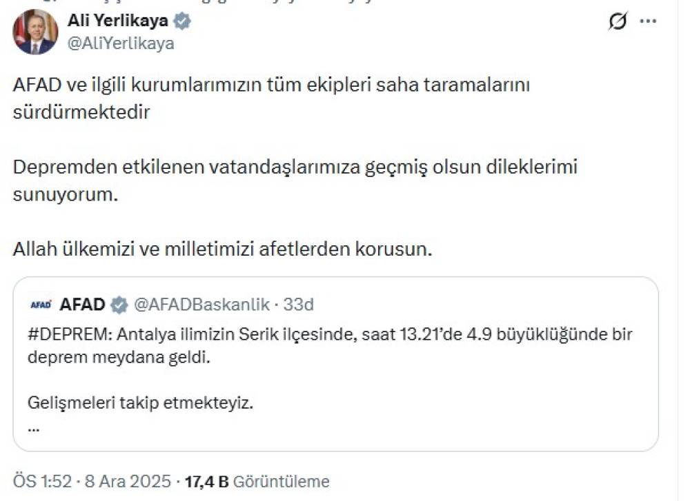 Antalya'da 4.9 büyüklüğünde deprem (2)