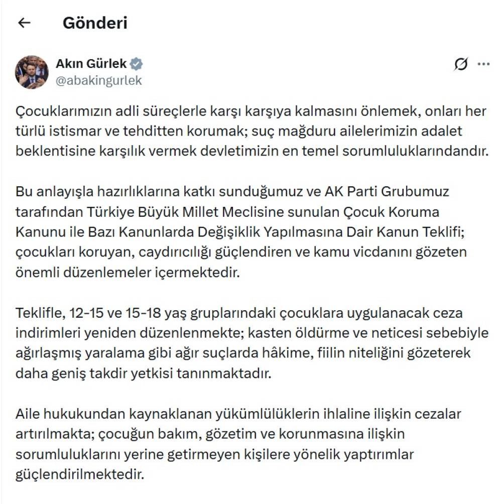 Bakan G&uuml;rlek: Amacımız &ccedil;ocuğu koruyan etkili bir adalet sistemi tesis etmektir