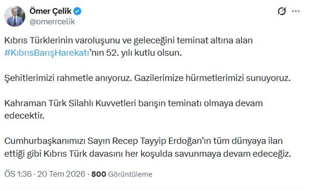 AK Parti'li &Ccedil;elik: Kıbrıs T&uuml;rk davasını her koşulda savunmaya devam edeceğiz