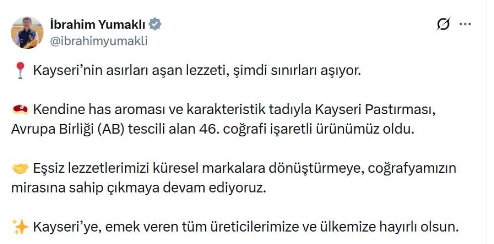 Kayseri pastırmasına AB'den coğrafi işaret tescili