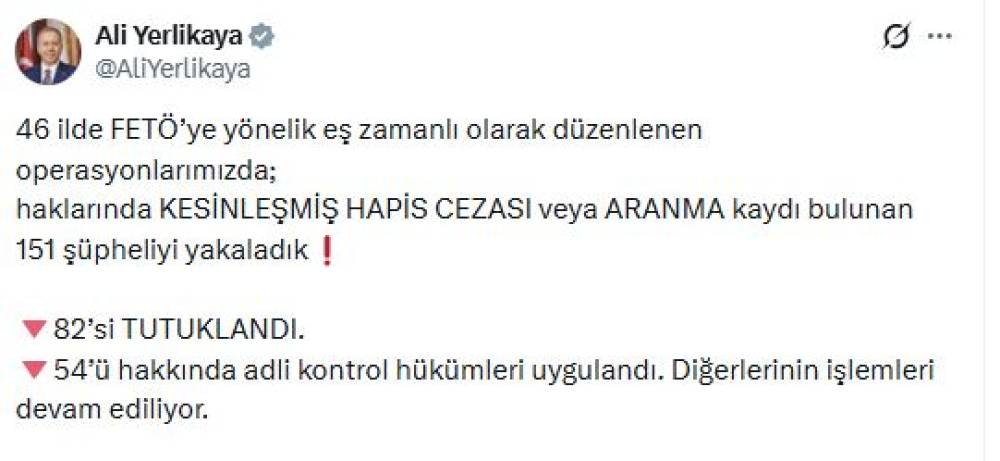 46 ilde FET&Ouml; operasyonu; 82 tutuklama
