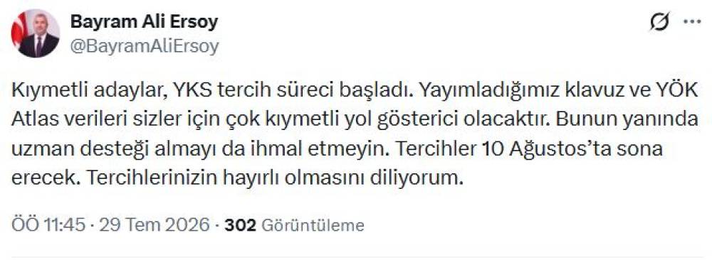 YKS tercih s&uuml;reci başladı