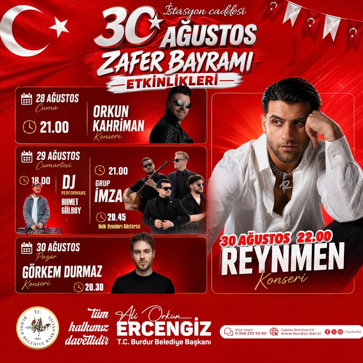 30 AĞUSTOS ZAFER BAYRAMI COŞKUSU BURDUR&rsquo;DA 3 G&Uuml;N 3 GECE YAŞANACAK