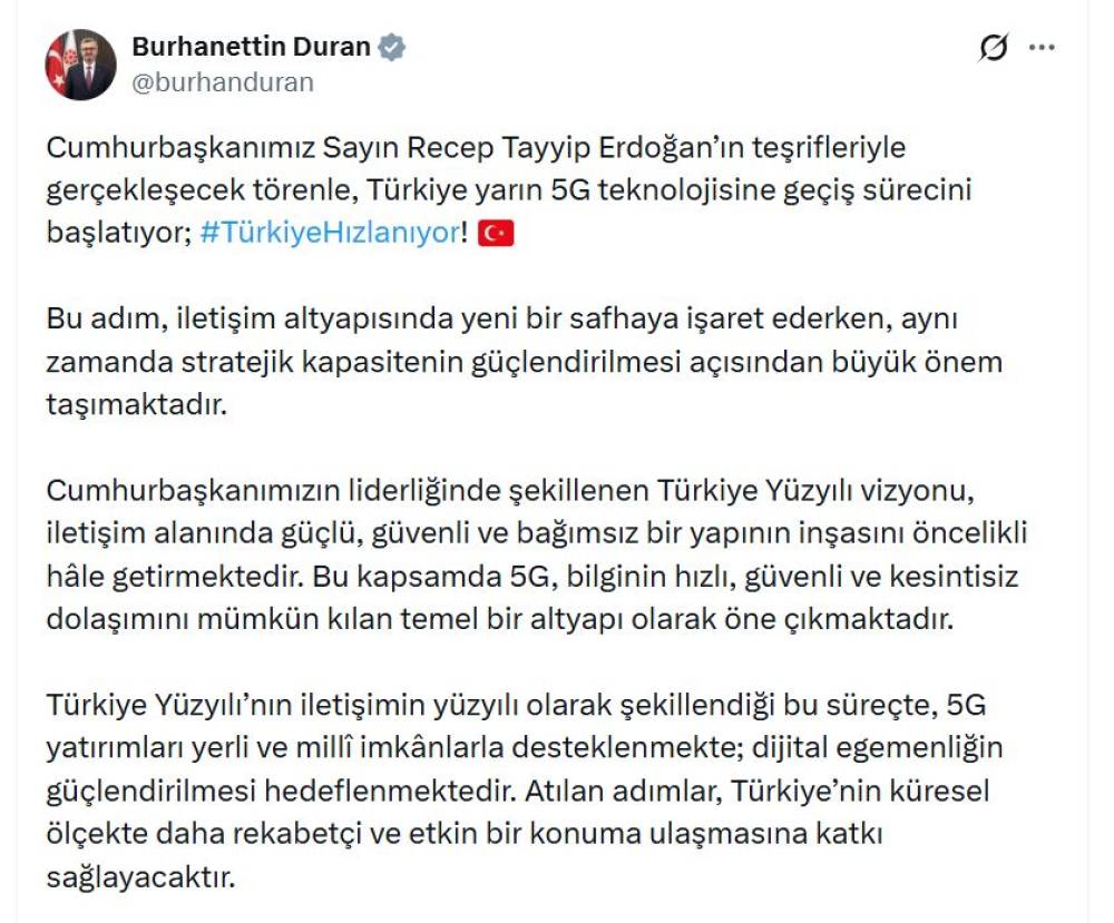 İletişim Başkanı Duran: Dijital egemenliğin g&uuml;&ccedil;lendirilmesi hedefleniyor