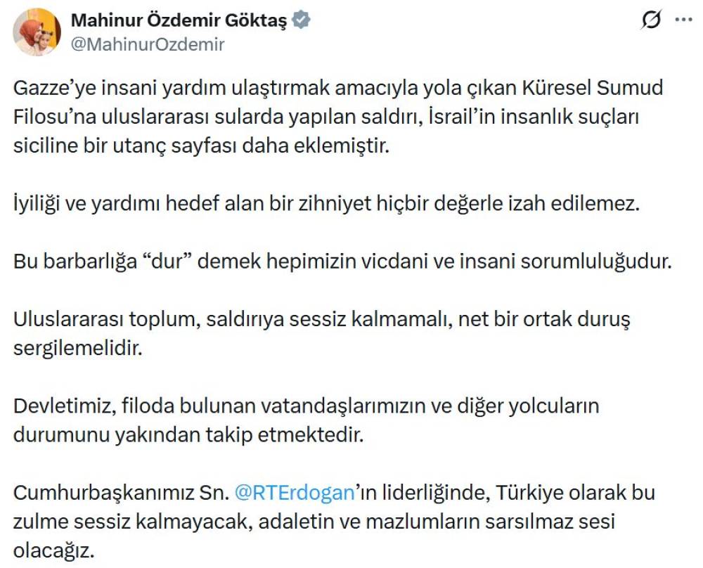 Bakan G&ouml;ktaş: İsrail, insanlık su&ccedil;ları siciline bir utan&ccedil; sayfası daha eklemiştir