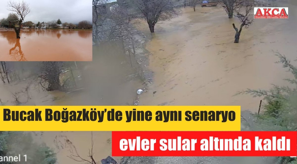 Bucak Boğazköy’de evler sular altında kaldı