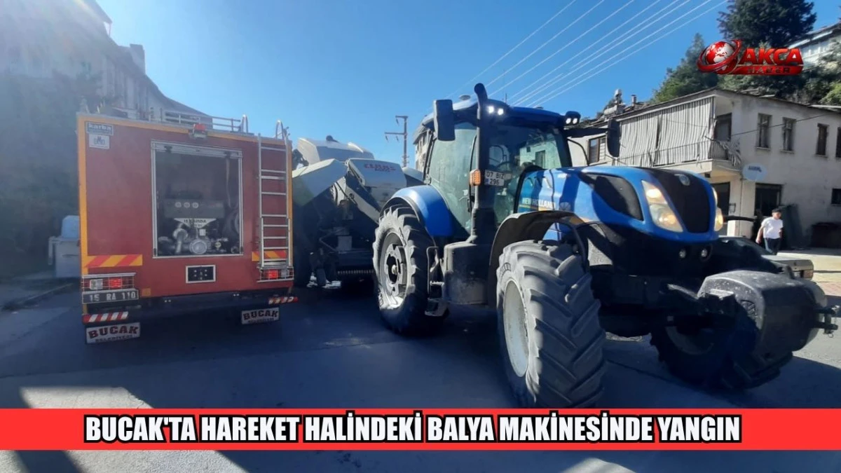 BUCAK'TA HAREKET HALİNDEKİ BALYA MAKİNESİNDE YANGIN