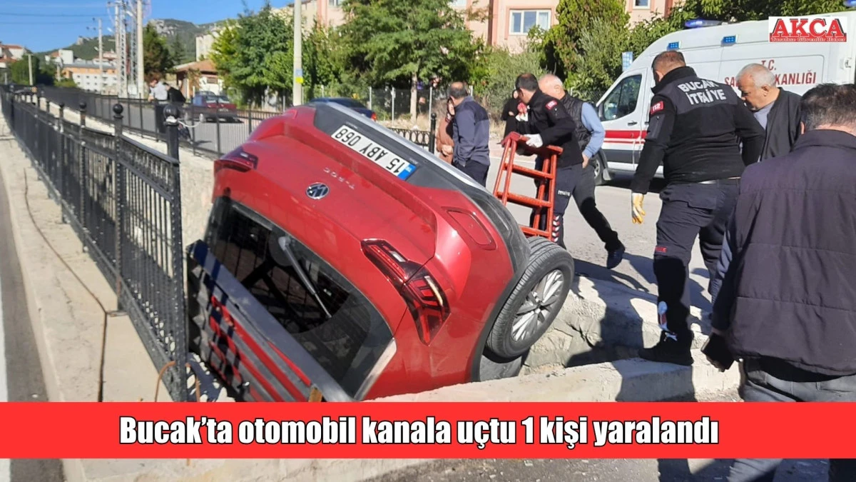 Bucak’ta otomobil kanala uçtu 1 kişi yaralandı
