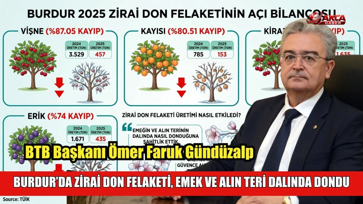 BURDUR&rsquo;DA ZİRAİ DON FELAKETİ: EMEK VE ALIN TERİ DALINDA DONDU