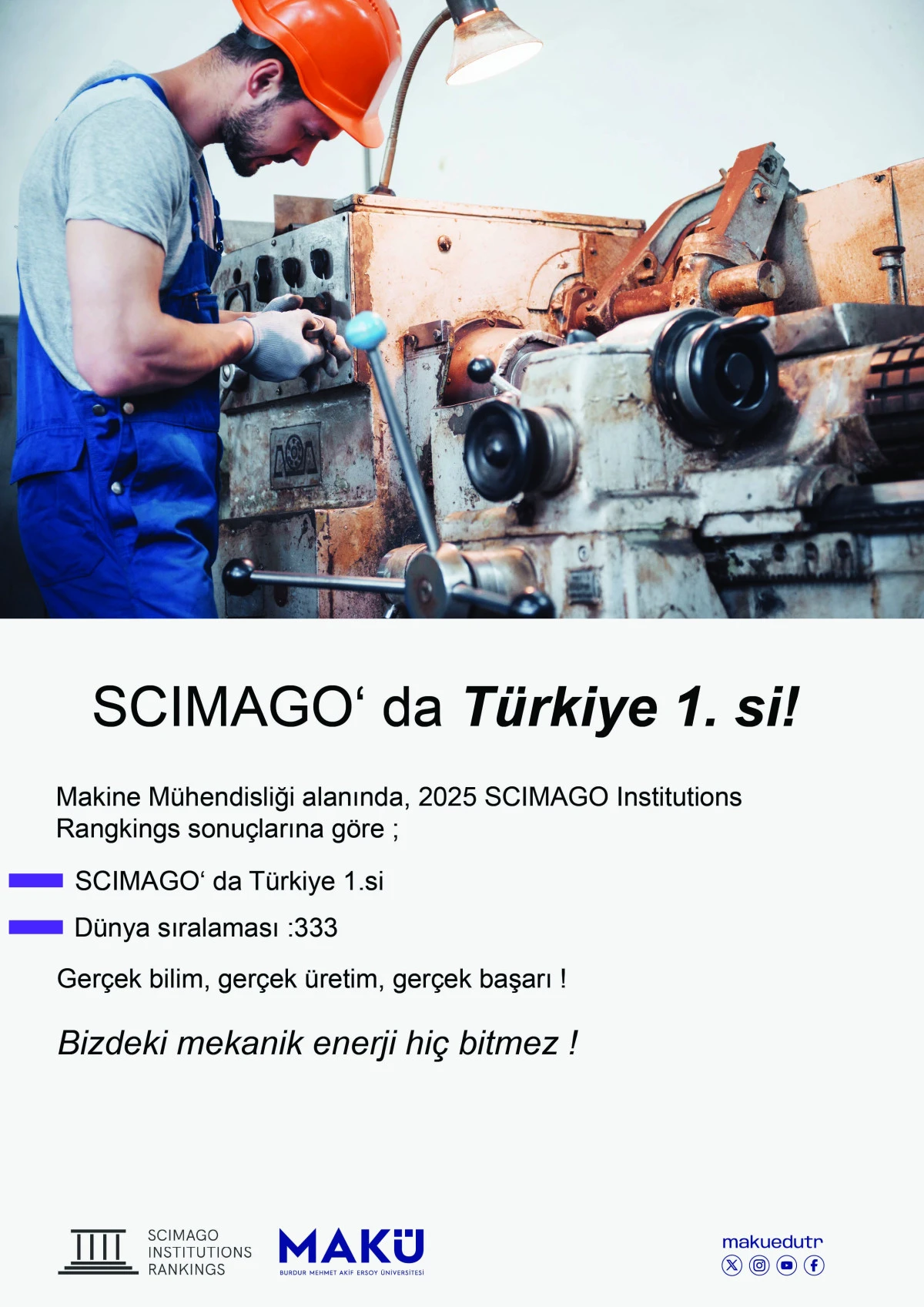 MAKÜ, Makine Mühendisliği Alanında Türkiye Birincisi Oldu