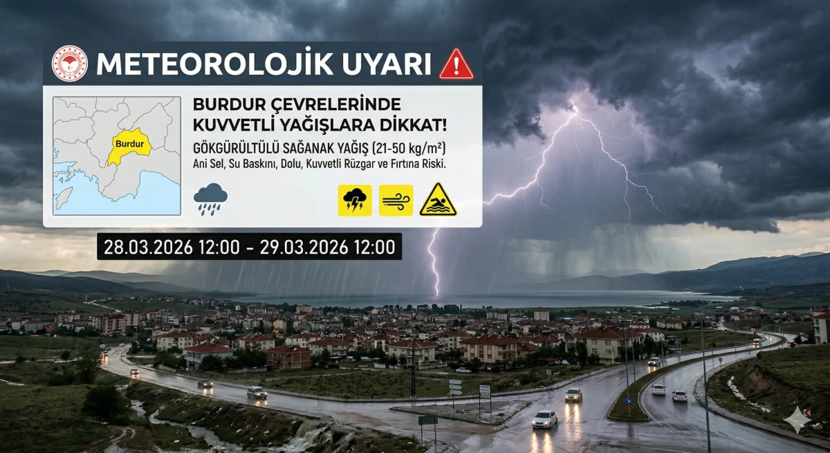 METEOROLOJİ&rsquo;DEN BURDUR İ&Ccedil;İN KUVVETLİ YAĞIŞ UYARISI, ANİ SEL VE SU BASKININA DİKKAT!
