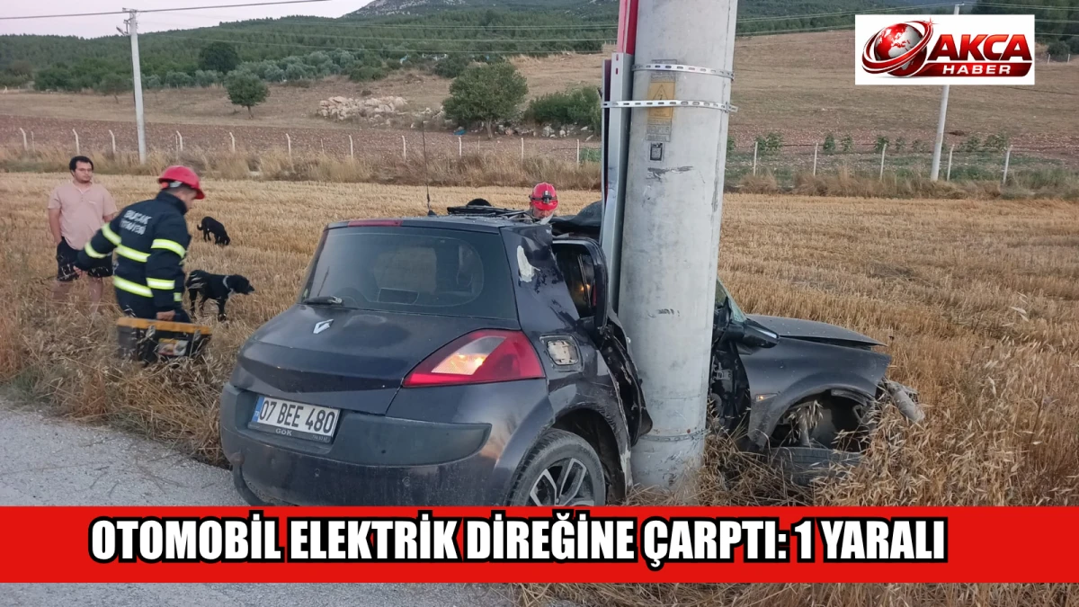 OTOMOBİL ELEKTRİK DİREĞİNE &Ccedil;ARPTI: 1 YARALI