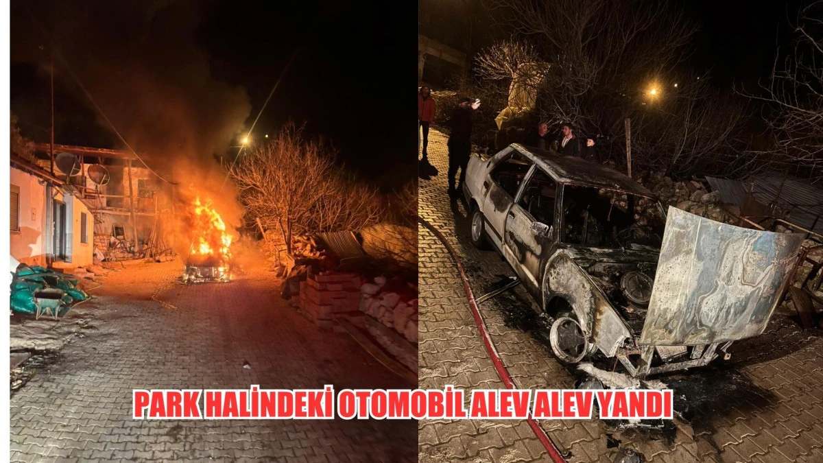 PARK HALİNDEKİ OTOMOBİL ALEV ALEV YANDI
