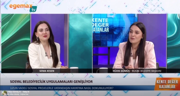 Bucak Belediye Başkanı H&uuml;lya G&uuml;m&uuml;ş, Egemax TV Canlı Yayınında Projelerini Paylaştı